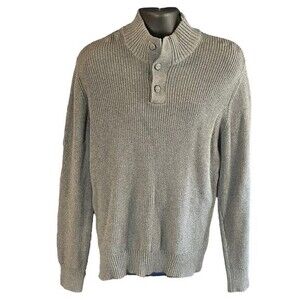 American Rag Gray Knit Cotton 1/4 Button Sweater, Size XL